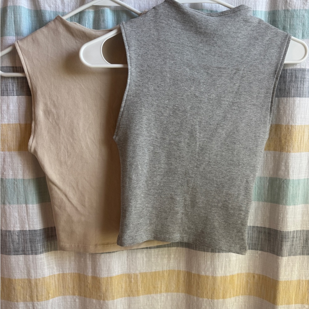 Zara Gray and Beige Tank Tops